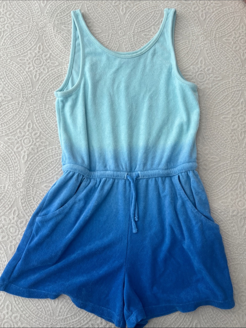 Old Navy Girls Blue Ombre Terry Romper Size L 10/12 with Pockets